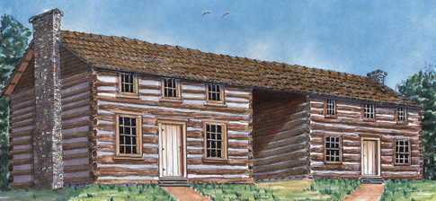 Double-log cabin replica drawing